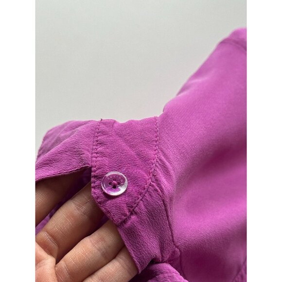 EQUIPMENT Slim Signature Purple 100% Silk Crepe Button Up Shirt, Size S - Picture 8 of 16